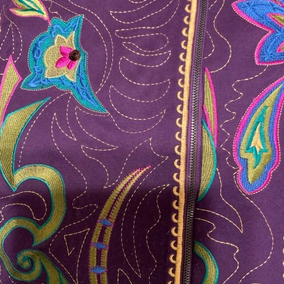 Vintage Anthony Blazer Womens 3X Long Sleeve Asymmetric Zip Flower Embroidered - Picture 8 of 10